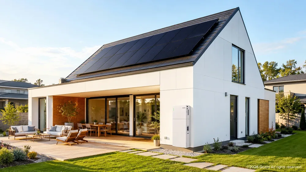 Qcells all-black residential solar panels on a home